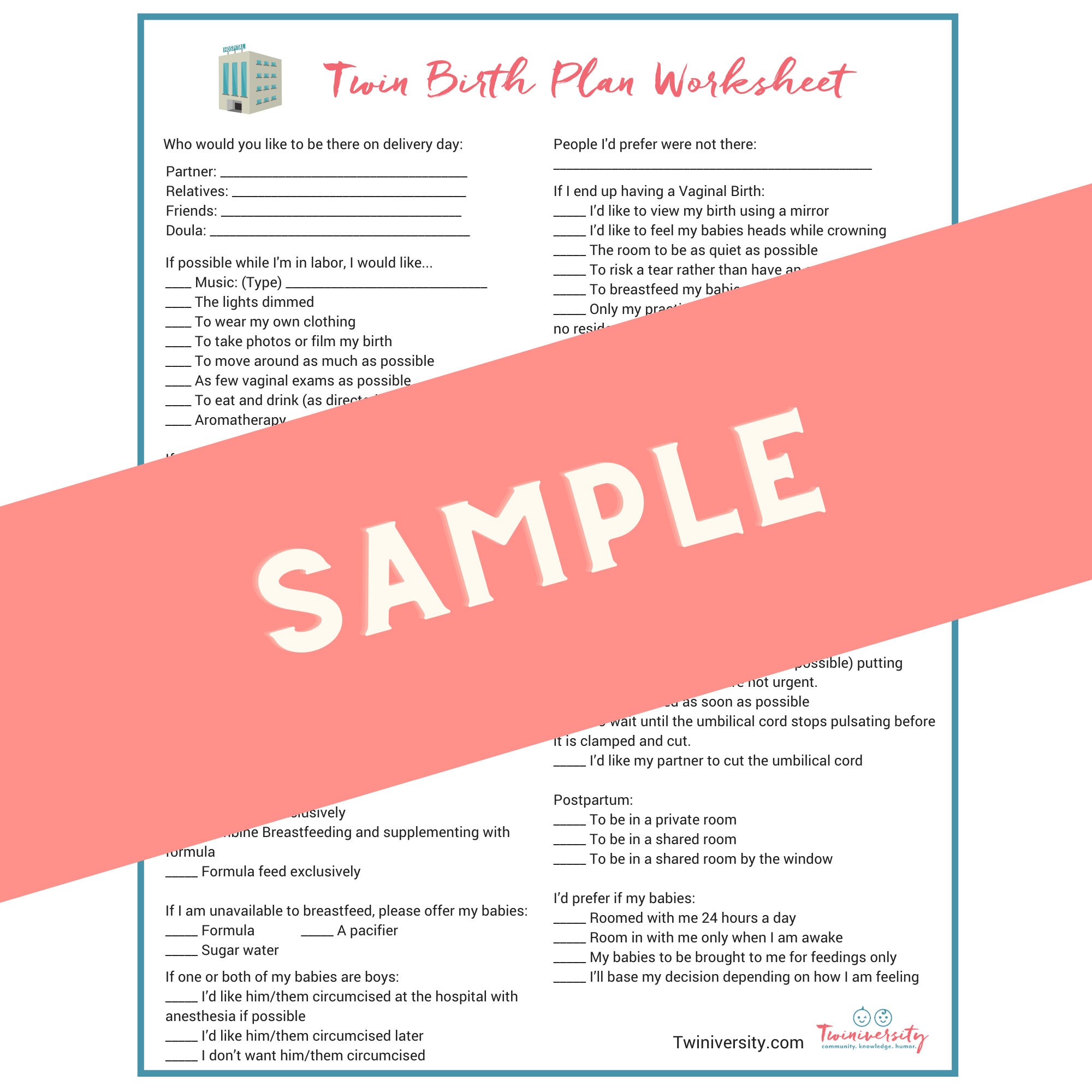 Twins Birth Plan Worksheet Prepare For Your Twins Delivery Etsy twins-birth-plan-worksheet-prepare-for-your-twins-delivery-etsy