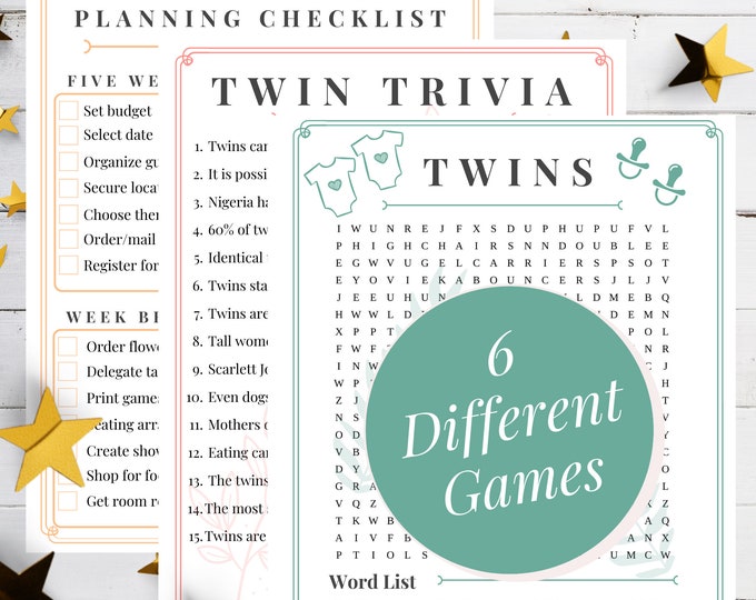 BABY SHOWER GAMES Twin Baby Shower Planner Printable - Etsy