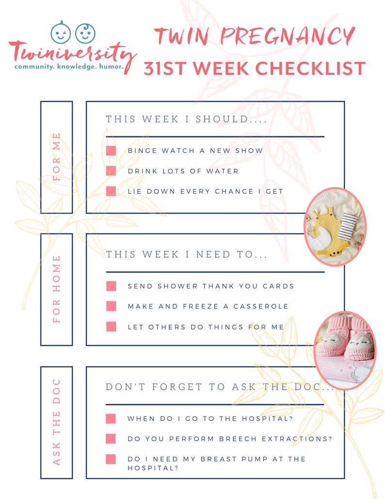 Twin Pregnancy Checklist INSTANT DOWNLOAD 34 pages from 5 weeks pregnant to 38 weeks pregnant image 4