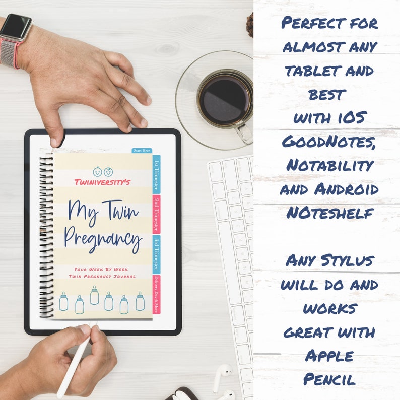 Twin Pregnancy BUNDLE Digital Pregnancy Journal Planner for Twins 17 pages of Twins Pregnancy Printables for Having Twins image 5