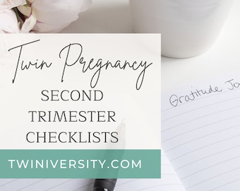 Second Trimester With Twins Weekly Checklist, Twin Pregnant worksheets, Expecting Twins Checklists For the Second Trimester