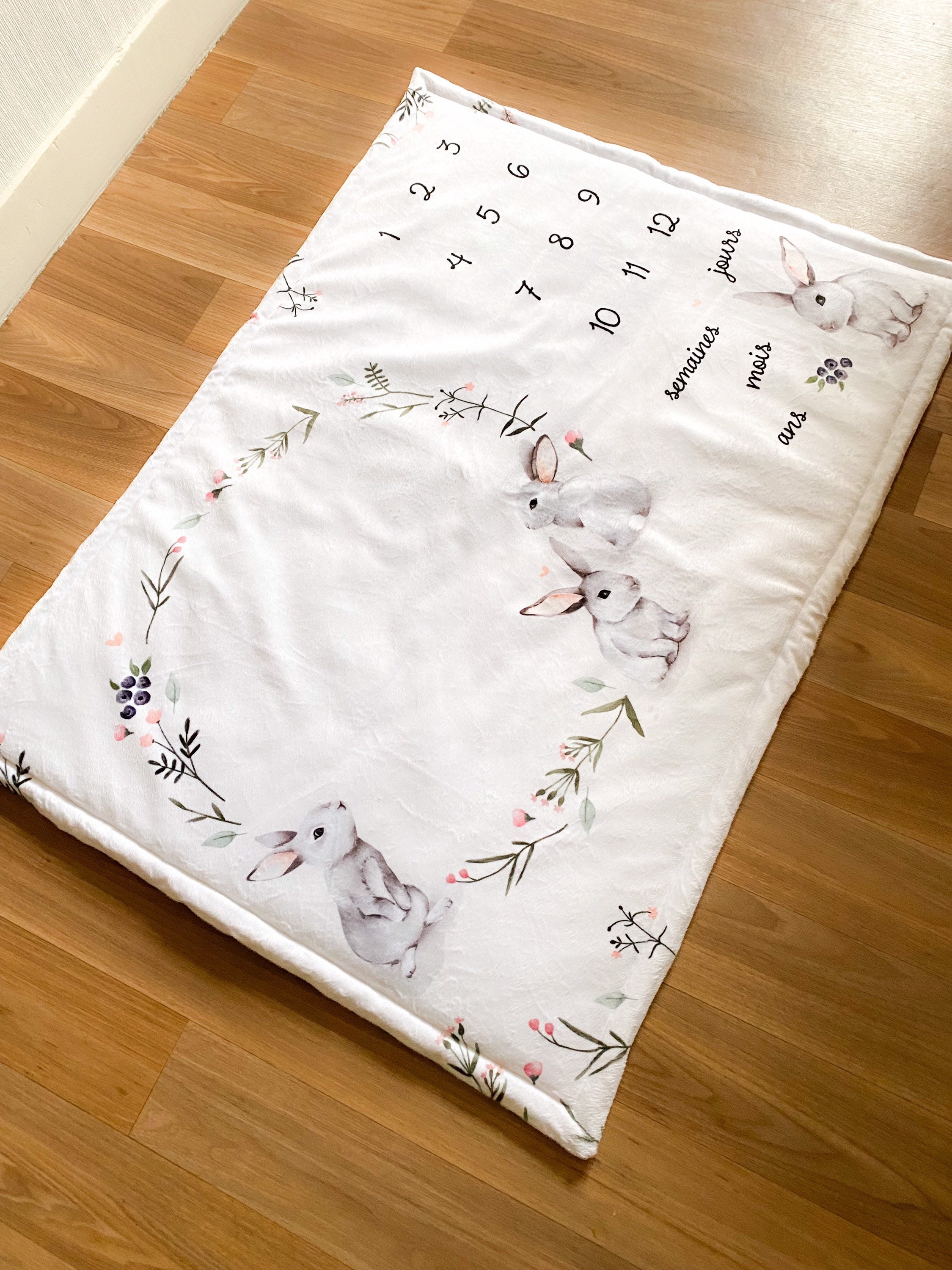 Couverture Étape Bébé Lapins - Tapis Couverture D Éveil Photo Bébé