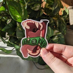 Eat The Rich Political Furry Maw Vinyl Sticker - 3 Inch decal