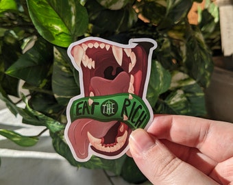 Eat The Rich Politische Furry Maw Vinyl Aufkleber - 3-Zoll-Aufkleber
