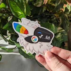 Protogen &quot;Google&quot; Dinosaur Computer Game Funny Furry Vinyl Sticker - 3 Inch Cute Decal