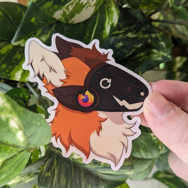 Protogen "Firefox" Fox Funny Furry Vinyl Sticker - 3 Inch Cute Decal