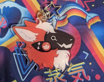 Red Protogen Acrylic Charm - 3 Inch Furry Keychain