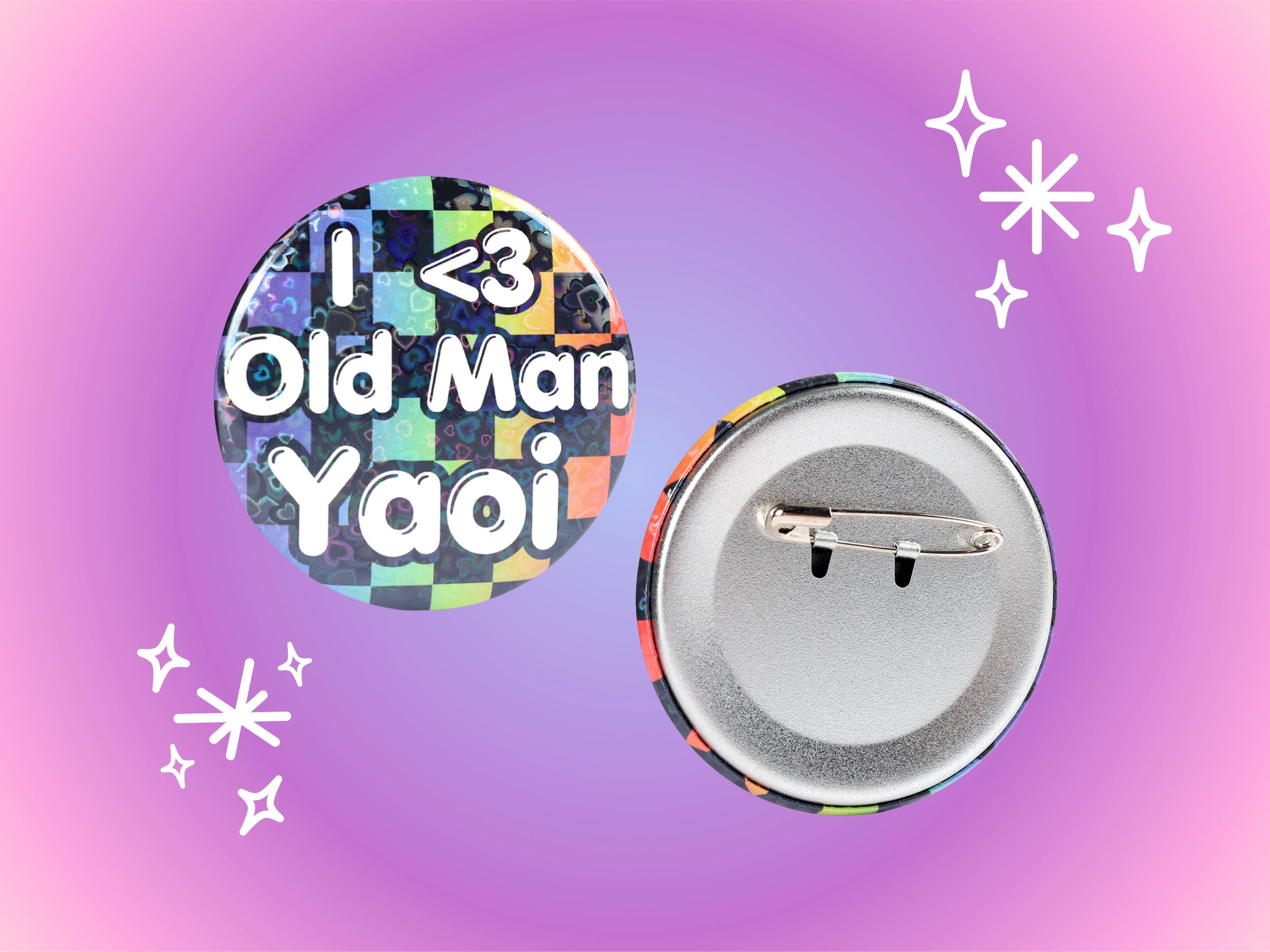 I <3 Old Man Yaoi 2.2 Inch Holographic Pinback Button