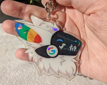Internet Protogen Dinosaur Game Acrylic Charm Keychain - 3 Inch