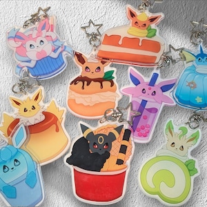Dessert Eeveelutions - 3 Inch Clear Acrylic Charms