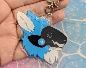 Blue Protogen Furry Charm: 3" Acrylic Keychain