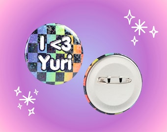 I &lt;3 Yuri 2.2 Inch Holographic Pinback Button