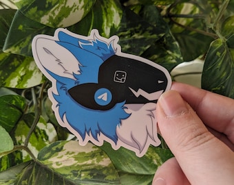 Blue Protogen Vinyl Sticker - Funny Furry Decal