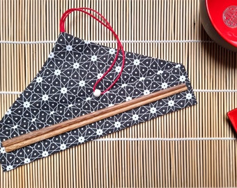 Etui voor eetstokjes of bestek, gemaakt van Oeko-Tex gecertificeerd katoen.