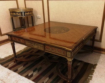 Louis xvi parquetry & marquetry coffee table