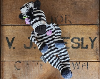 Crochet pattern: Zoey Zebra ragdoll, cute amigurumi, easy to make crochet animal lovey, safari nursery baby shower idea