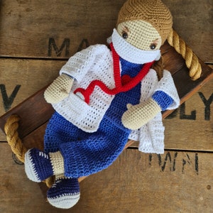 Crochet Pattern: Doctor Natalie, Melly Teddy Ragdoll, cute amigurumi doctor ragdoll, easy to make doctor lovey, doctor snuggler