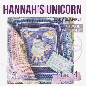 Crochet Pattern: Hannahs Unicorn Baby Blanket, crochet rainbow baby throw, crochet baby blanket, crochet throw, baby shower gift