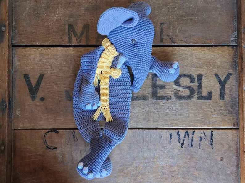 Crochet Pattern: Eddy Elephant, Melly Teddy Ragdoll, cute amigurumi elephant, easy to make elephant lovey, elephant snuggler image 1