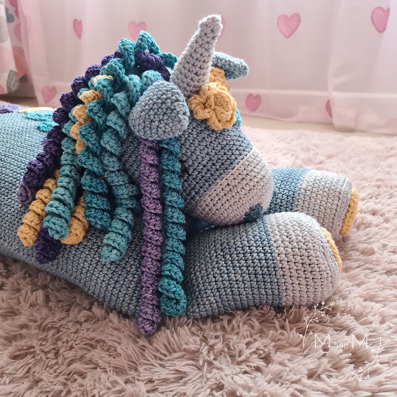 Crochet Pattern Unicorn Pillow Large Unicorn Amigurumi Etsy