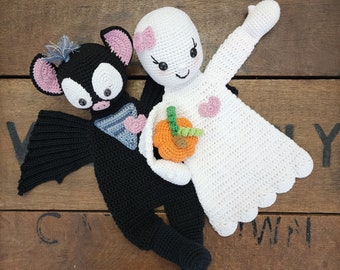 Patrón de ganchillo: Amigurumi Ragdoll fantasma y murciélago (Patrón PDF)