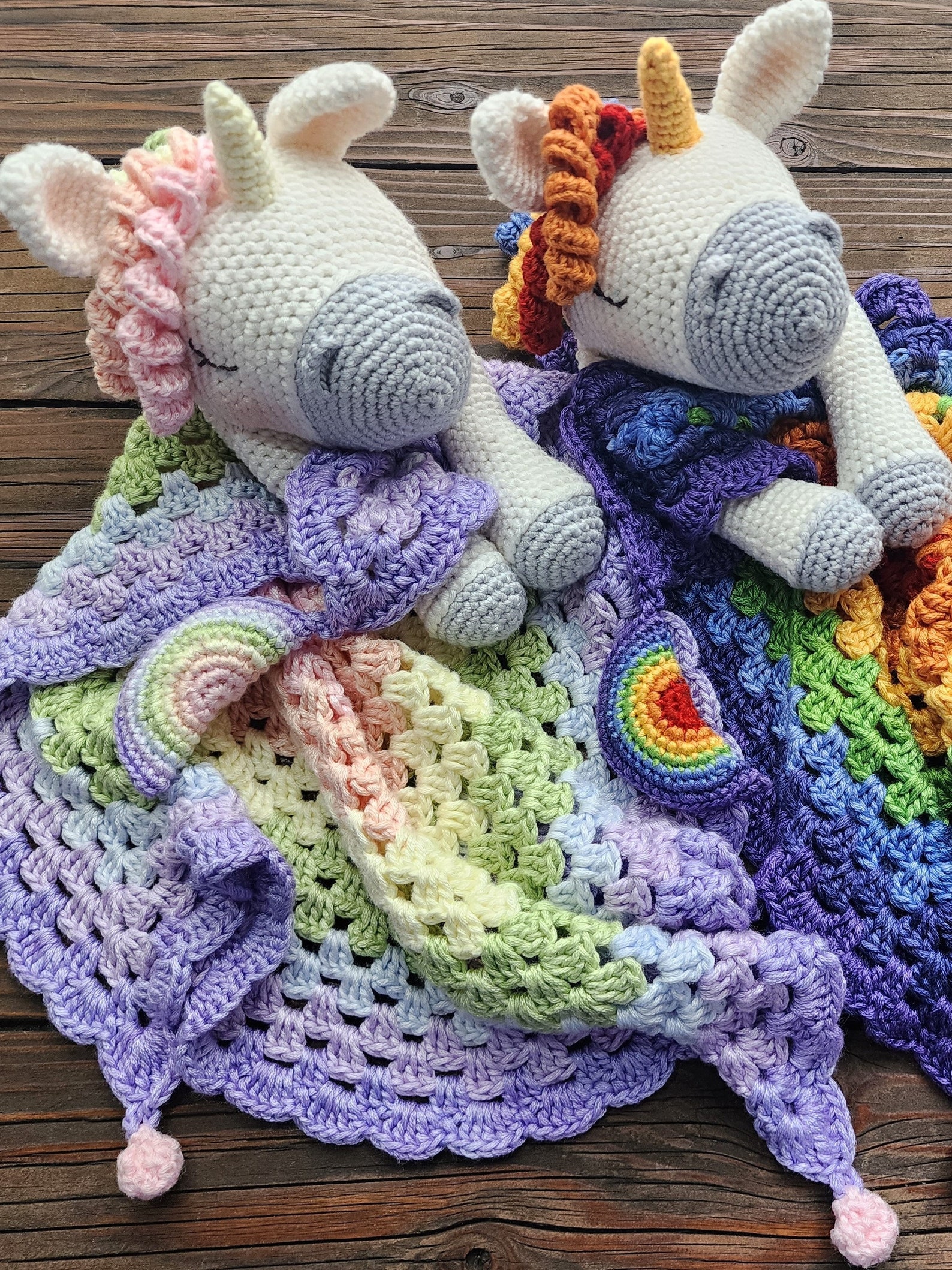 Crochet Pattern Rainbow Unicorn Lovey Blanket Cute Etsy