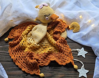 Crochet Sleepy Duck Lovey Blanket Pattern: Amigurumi Snuggler (PDF Pattern)