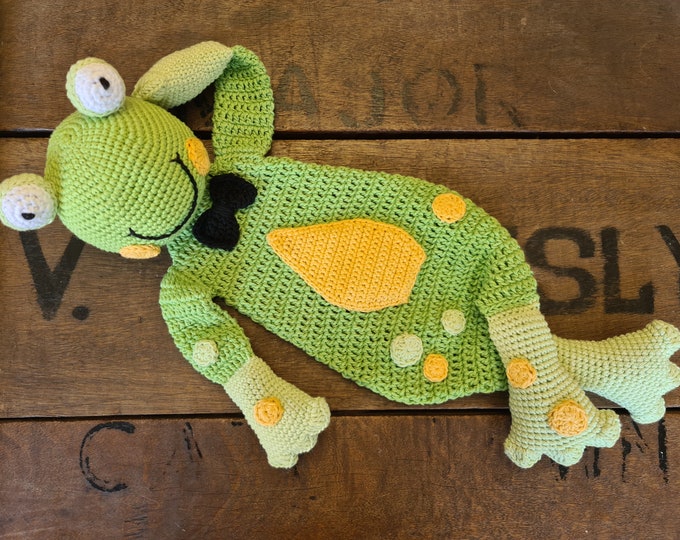Featured listing image: Crochet pattern: frog ragdoll, cute amigurumi, easy to make crochet animal lovey, baby shower gift