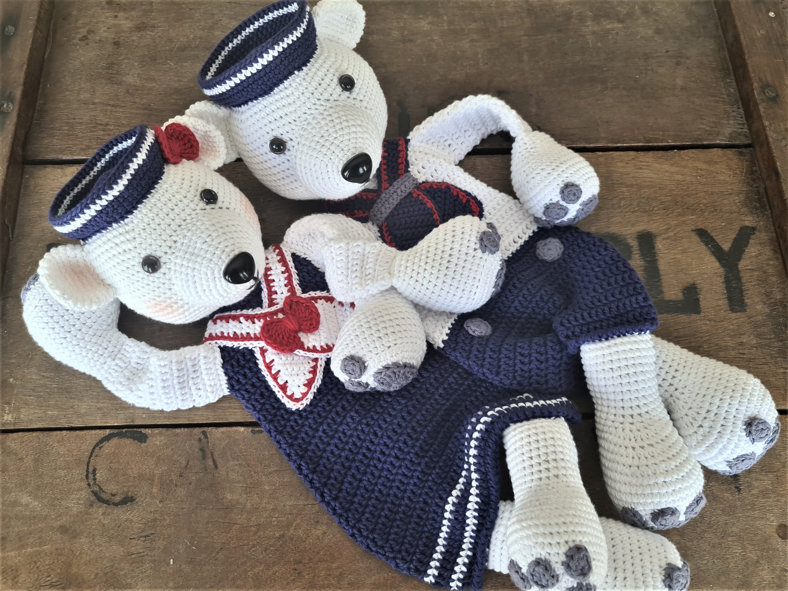 Crochet Pattern: Sailor Polar Bear Ragdoll
