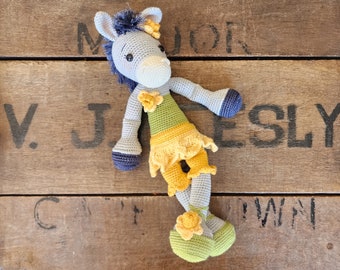 Crochet pattern: Daffodil Donkey Maddy Doll, ballerina donkey, perfect to gift anyone who loves donkeys, crochet ballerina donkey