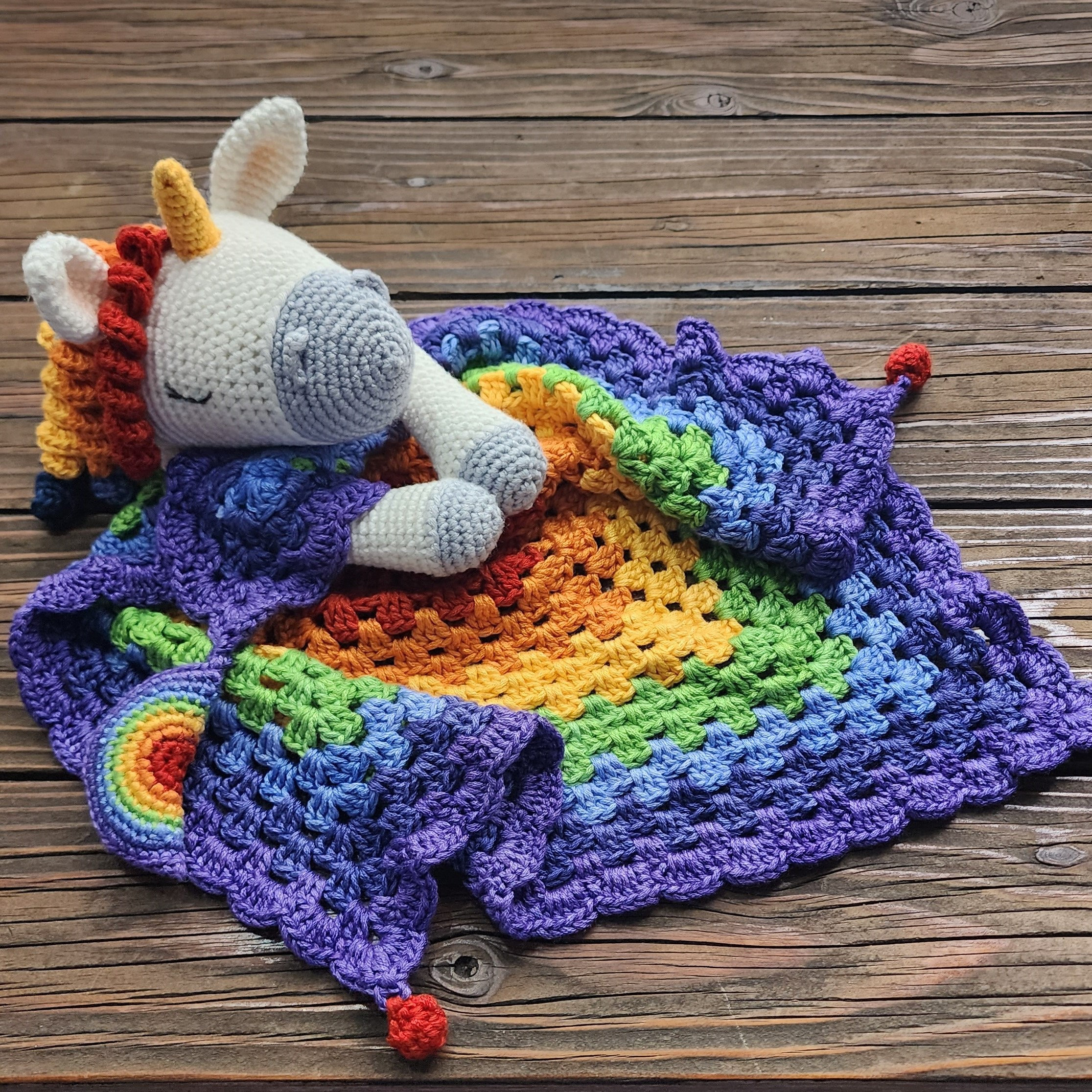 Crochet Pattern Rainbow Unicorn Lovey Blanket Cute Etsy