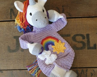 Crochet pattern: unicorn ragdoll, cute amigurumi, easy to make crochet animal lovey, baby shower gift