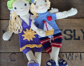 Crochet Pattern: Sunshine Kids, Melly Teddy Ragdoll, cute amigurumi girl & boy ragdoll, easy to make boy lovey, girl snuggler