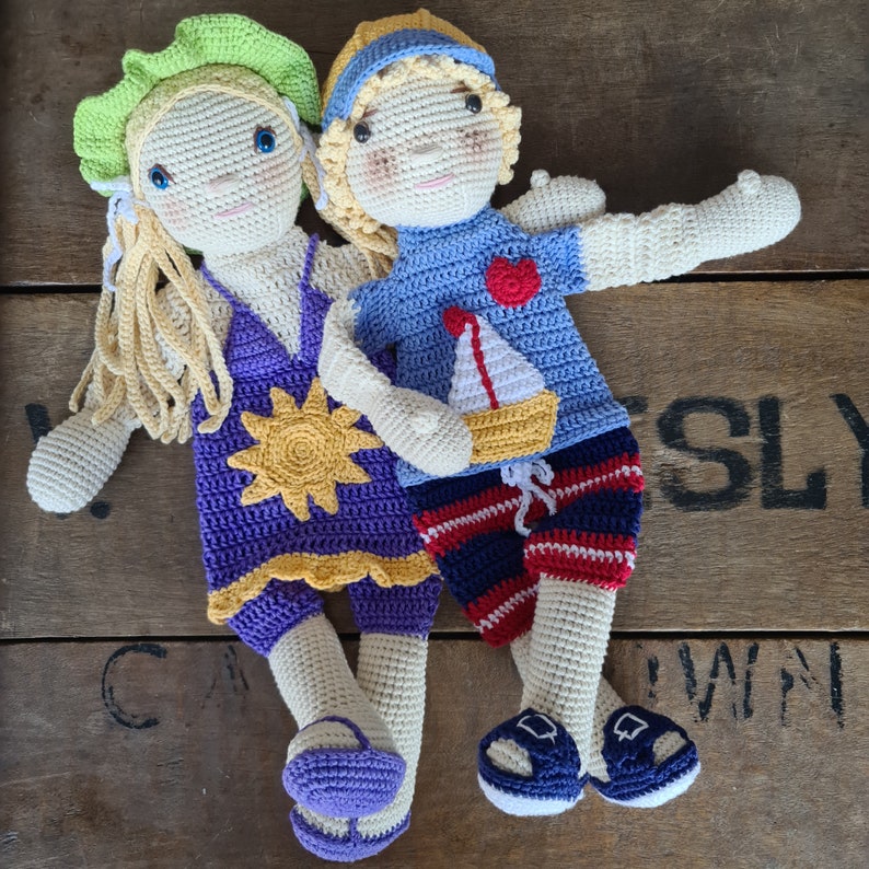 Crochet Pattern: Sunshine Kids, Melly Teddy Ragdoll, cute amigurumi girl & boy ragdoll, easy to make boy lovey, girl snuggler image 1