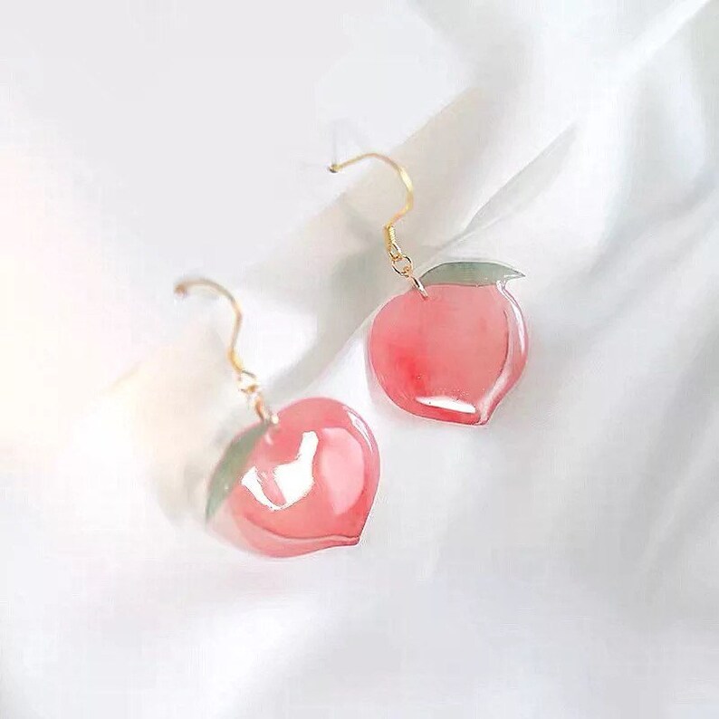 Peach Earrings Fruit Earrings Drop Dangle Earrings Etsy