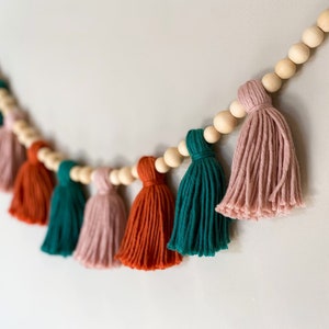 Beaded Tassel Garland | Tassels | Nursery decor | Garland | kids bedroom | wall hanging | wooden beads | gift | home decor | boho | scandi