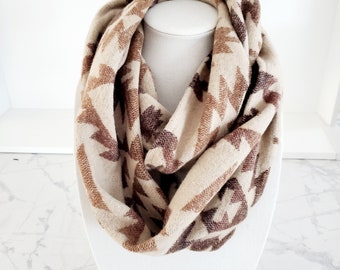 Warm Winter Infinity Scarf- Tan/Brown