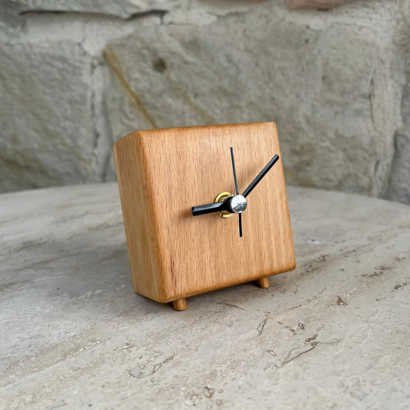 Handmade Natural Wood Color Tabletop Clock, Ultra Quiet Clock for Desk ...
