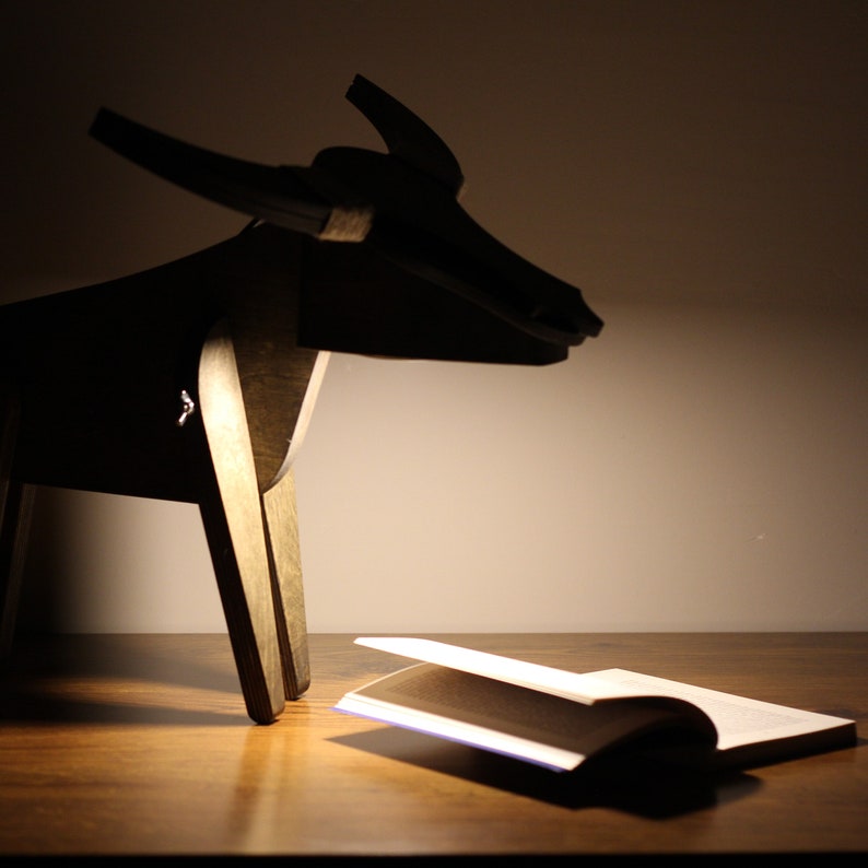 Wooden Oxlamp, Wooden adjustable lamp, Natural Desk Lamp, Table Lamp, Study Lamp, Work Lamp, Night Light , Minimalist, LED, Bedside Light image 6