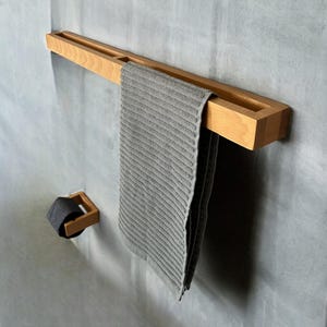 Handmade Wooden Bathroom Set, Wooden Towel Holder, Bathroom Wall Shelf, Bathroom Decor