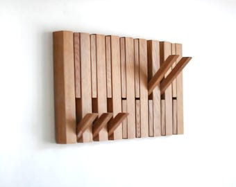 Wooden Wall-Mounted Coat Rack, Modern Handmade Entryway Organizer, Unique Gift for the Home