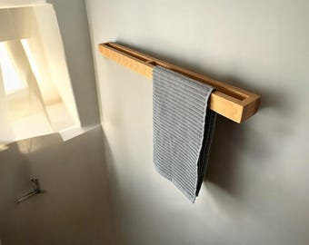 Handmade Wooden Bathroom Towel Holder, Bathroom Wall Shelf, Bathroom Decor