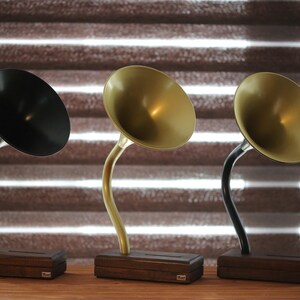 Acoustic Gramophone and Phone Speaker in Gold, Bedroom Decor for Music Lovers, Personalized 40th birthday gift image 10