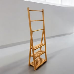 Wooden Three Tier Shelf Foldable Folding Shelves, Bath Towel Holder, Towel Organizer, Shelving Unit, Bathroom Shelf, Portable Bathroom Shelf