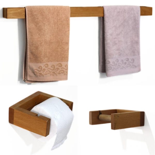 Handmade Wooden Bathroom Towel Holder, Bathroom Wall Shelf, Bathroom Decor - Etsy