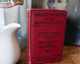 Antique '18,000 Words Often Mispronounced' Red Cover Book