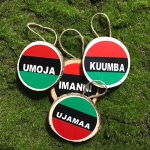 Wooden Ornaments- Kwanzaa (7 principals), Black Lives Matter