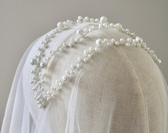 Vintage Perlen Stirnband – Weiß, Braut-Haarschmuck, Hochzeits-Kopfschmuck Mit Perlen