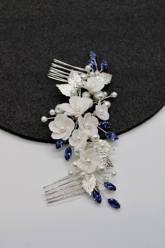 Something Blue Bridal Hair Comb, Blue Crystal Hair Comb 