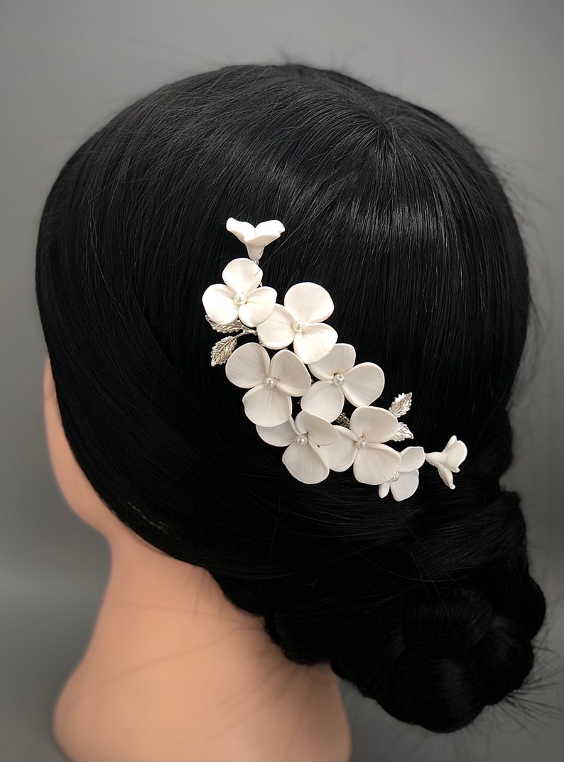 White Floral Hair Comb Wedding Hair Comb Simple Hair Comb Etsy UK